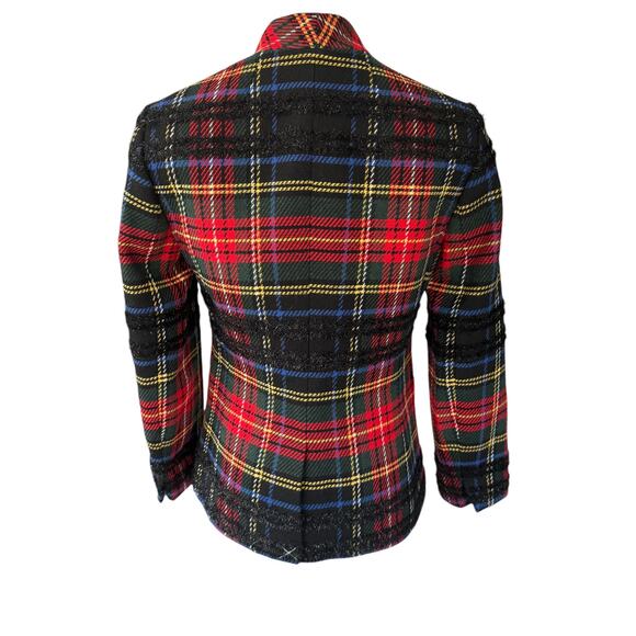 J. Crew Going-Out Lurex Metallic Steward Tartan Blazer Plaid Red Size 00 XS NWT‎ - Picture 3 of 11